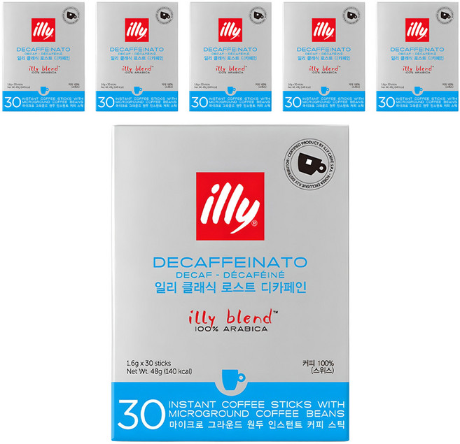 illy 意利 低咖啡因烘焙阿拉比卡即溶咖啡粉, 1.6g, 30條, 6盒
