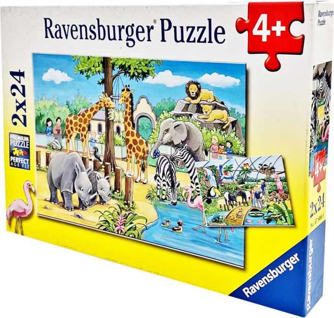 Ravensburger 維寶 拼圖 RV07806 2款 x 24片 4歲以上, 歡迎來動物園, 48片, 1盒