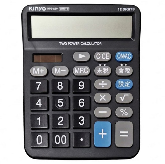 Kinyo 12位元大字鍵稅率計算機, 黑色, 1個