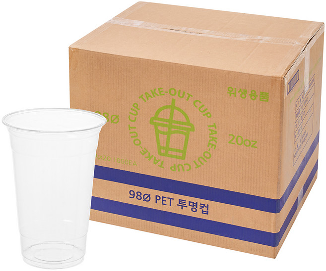 KOREA PLA 國產型PET透明冰杯 98mm, 1個, 550ml, 1000入