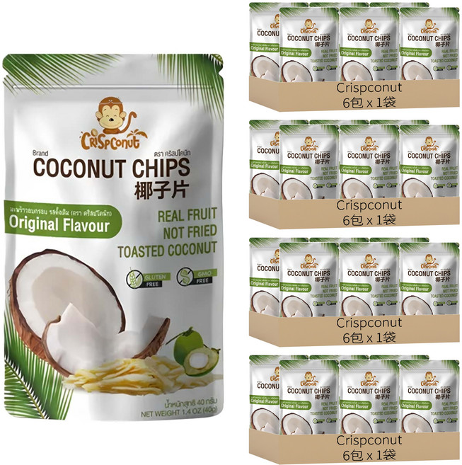 Crispconut 猴子 椰子脆片 原味 6包, 960g, 4袋