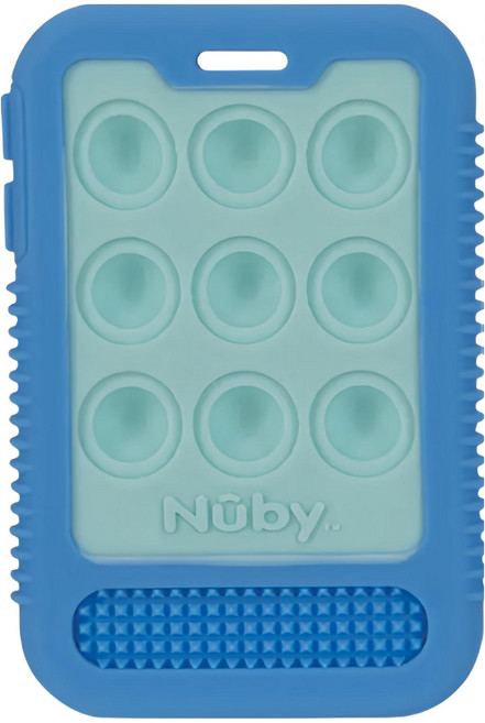 Nuby 按壓咬咬手機固齒器, 水漾藍藍, 1個, 固齒器
