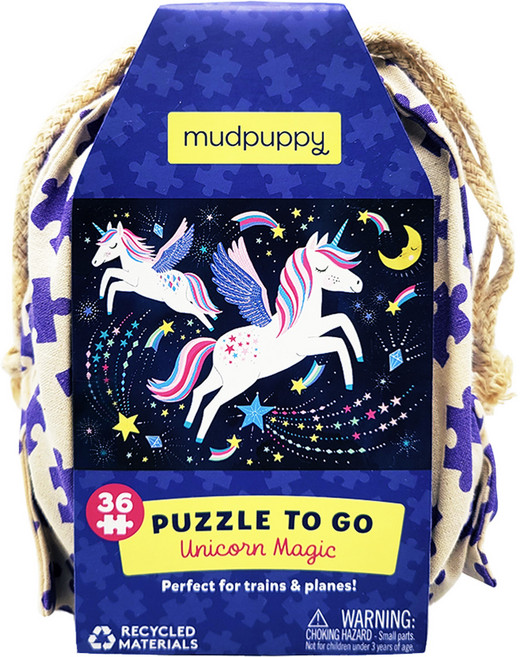 mudpuppy 隨身拼圖 魔法獨角獸 適合火車和飛機, 1盒, 36片