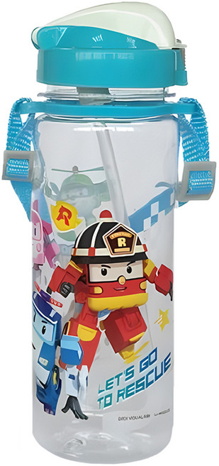 ROBOCAR POLI 波力 彈跳蓋休閒壺, 藍色, 600ml, 1個