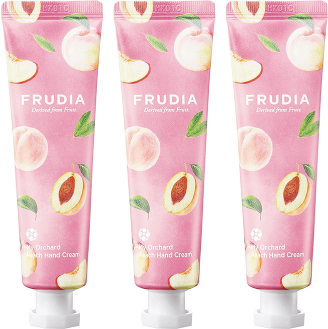 FRUDIA 台灣公司貨 文青果社 輕盈保濕護手霜 水蜜桃, 30g, 3條