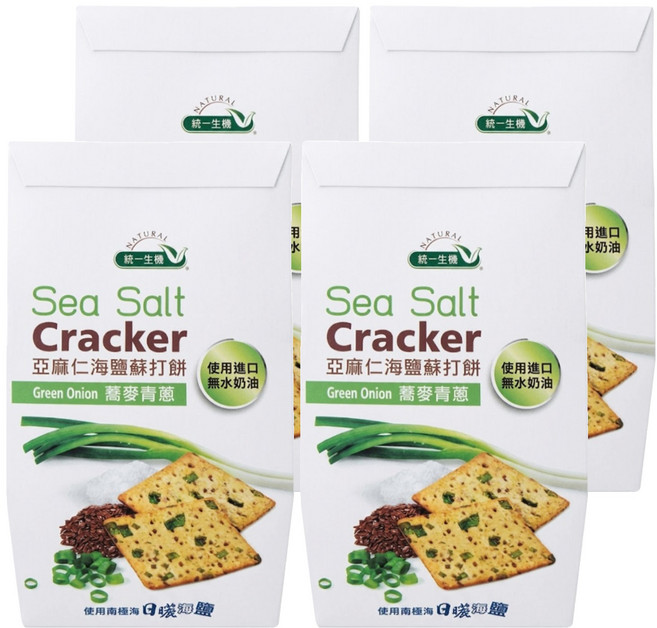 統一生機 亞麻仁海鹽蘇打餅 蕎麥青蔥 8包, 168g, 4袋