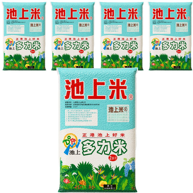 池上多力米 多力米, 2kg, 5包, CNS 一等