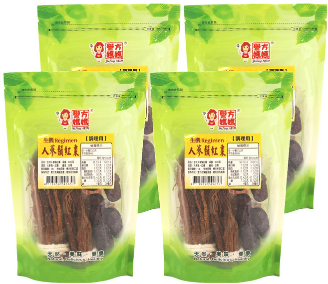 譽方媽媽 生機 人蔘鬚紅棗, 80g, 4包