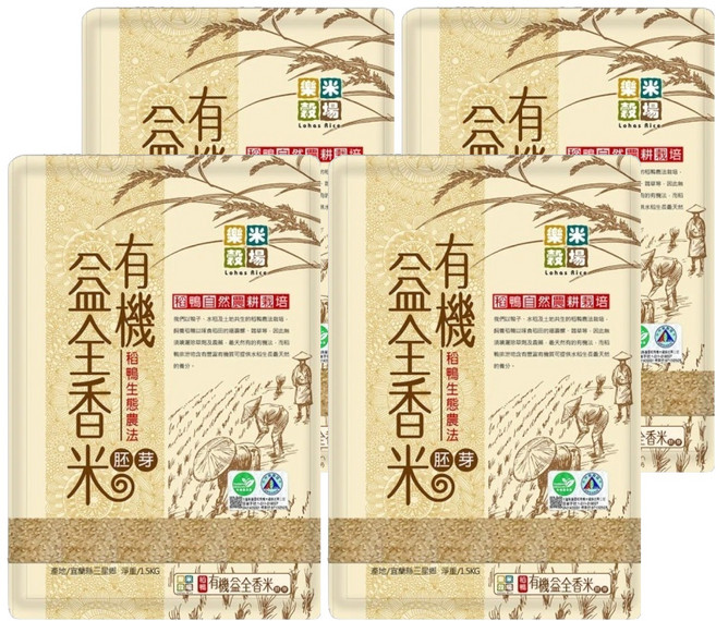樂米穀場 有機益全胚芽香米, 1.5kg, 4包