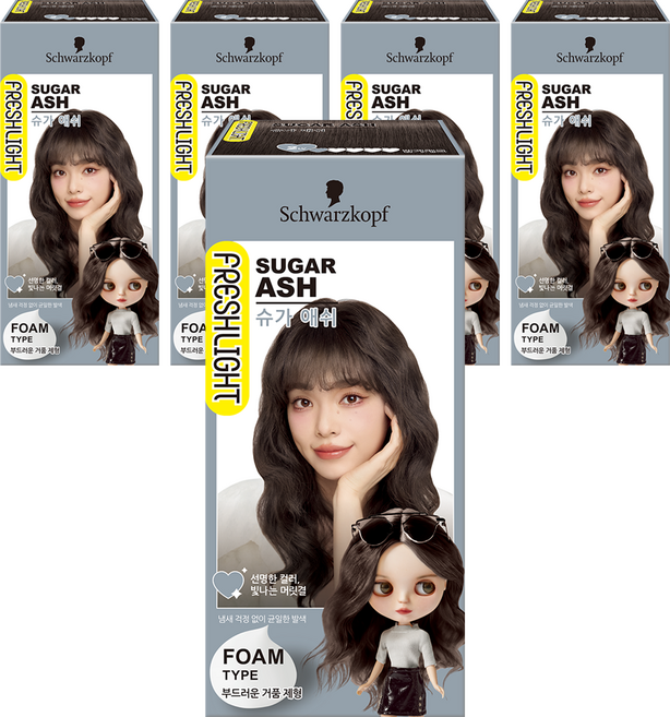FRESHLIGHT 富麗絲 泡沫彩色染髮劑, Sugar Ash, 5盒