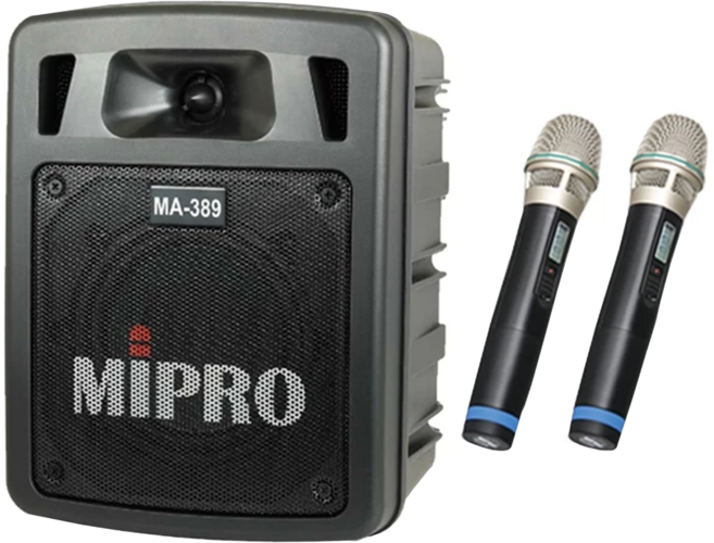 MIPRO 嘉強電子 擴音機主機 附2支手握式無線麥克風(ACT-32H) 2.7kg, MA-389, 黑色, 1個