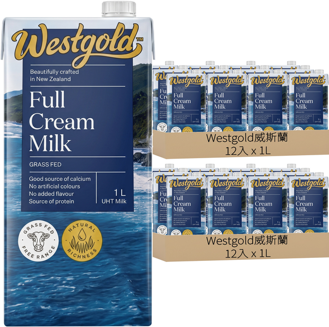 westgold威斯蘭 全脂保久乳, 24入, 1L