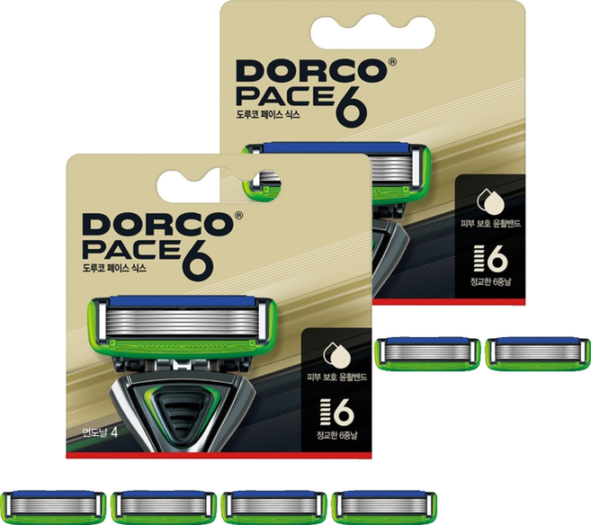 DORCO 多可樂客 PACE PACE6 6層刮鬍刀片, 4入, 2個
