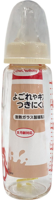 ChuChu 經典標準口徑玻璃奶瓶, 米色, 240ml, 1入