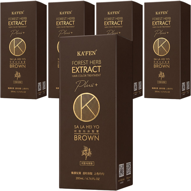 KA'FEN 卡氛 Plus+ 何首烏染髮膏 第一劑100ml + 第二劑100ml, 暮褐咖啡棕, 5盒