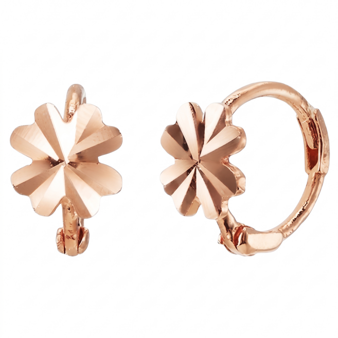 SEMI JEWELRY 女款 14K 小幸運草耳環 + 提袋 黃金