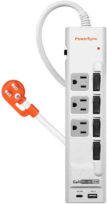 PowerSync 群加 4開3插延長線 TS43Q918 450g, 1.8m, 白色, 1個