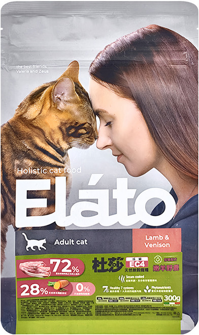 Elato 杜莎 EC4 成貓 低敏配方 天然無榖貓糧, 嫩羊野鹿, 300g, 1包