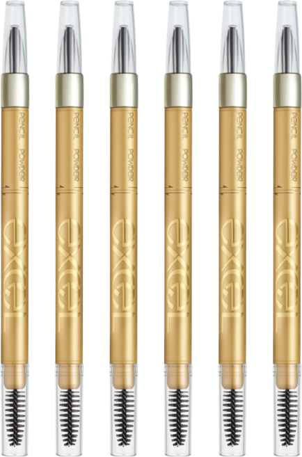 日本 excel 3合1持久造型眉筆 0.45g, 6支, PD14 紫褐色