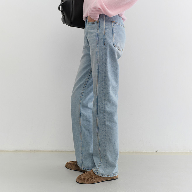 Dunst 女款線條直筒牛仔褲 UDPA5A211, 淺藍色