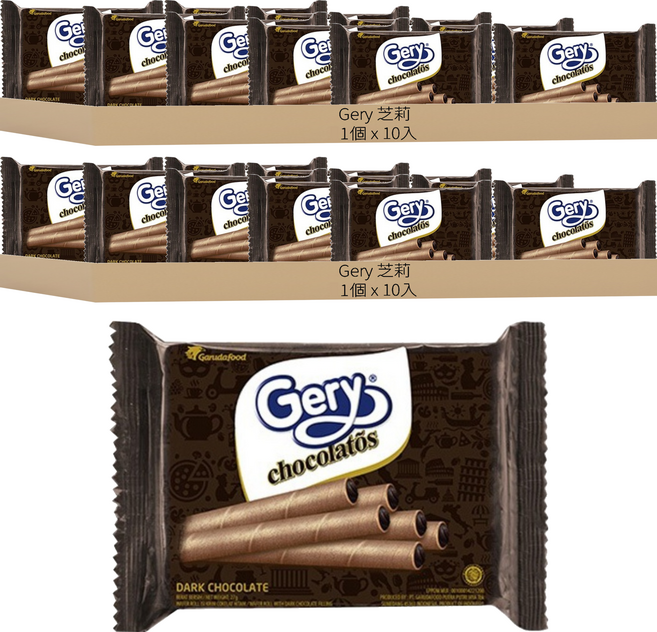 Gery 芝莉 迷你捲心酥 黑巧克力味 10入, 270g, 2個