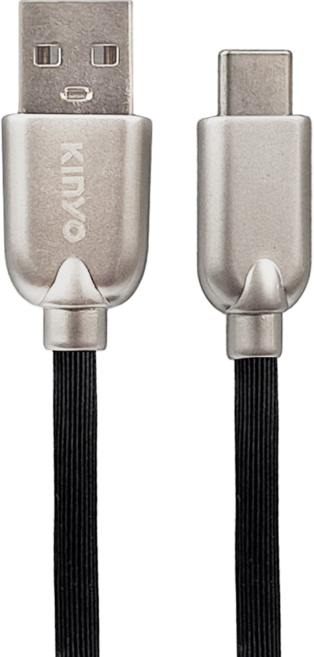 Kinyo USB A-Type-C U鋅條紋極速充電傳輸線 USB-C07 30g, 黑色, 1盒, 1.2m