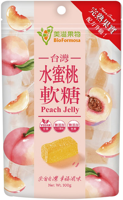 BioFormosa 美滋果物 水蜜桃果汁軟糖, 100g, 1包