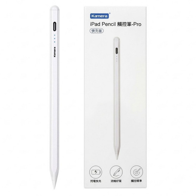 適用iPad 2018款及以上 觸控筆 繪圖 書寫 筆記 觸控 主動式 可換筆尖 白色 Pro快充版 USB-C快充