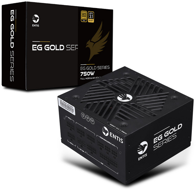 ENTIS EG Gold 750W 全模組化電源供應器 80PLUS, ATX3.1(黑色)