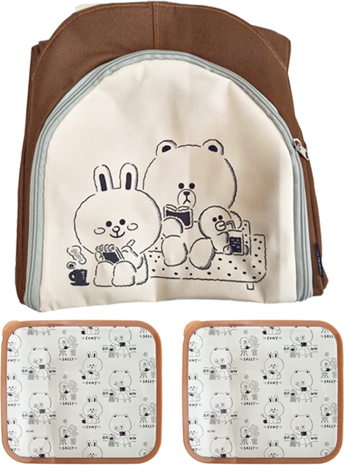 Hiromimi LINE FRIENDS 宅家保鮮盒3件組 碗 650ml 13 x 11.6 x 6.5cm + 提袋 29 x 29 x 30cm BROWN & FRIENDS, LINE FRIENDS 白色 + 咖啡色, 1組