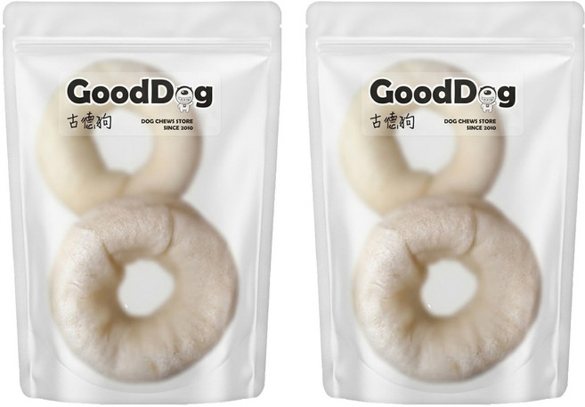 GoodDog 古德狗 磨磨牛系列 3吋白色甜甜圈 全齡犬用, 原味, 120g, 2包