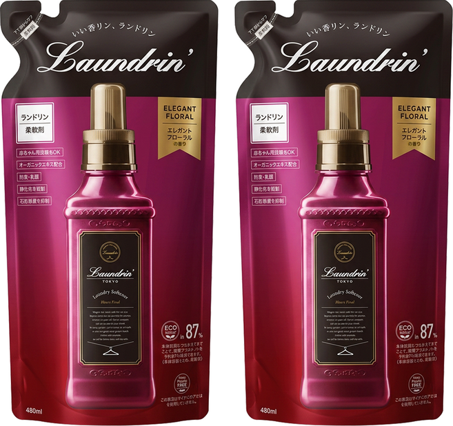 Laundrin' 朗德林 香水柔軟精補充包 典雅花香, 480ml, 2包