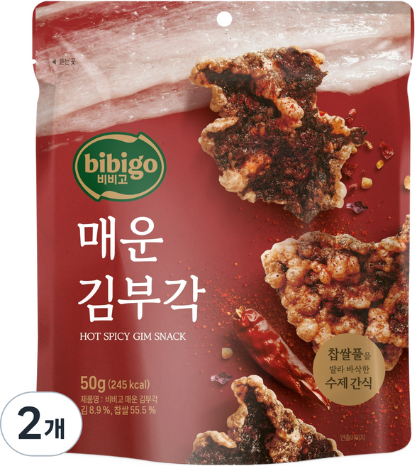 CJ bibigo 韓國糯米製更酥脆手工辣味海苔脆片, 50g, 2個