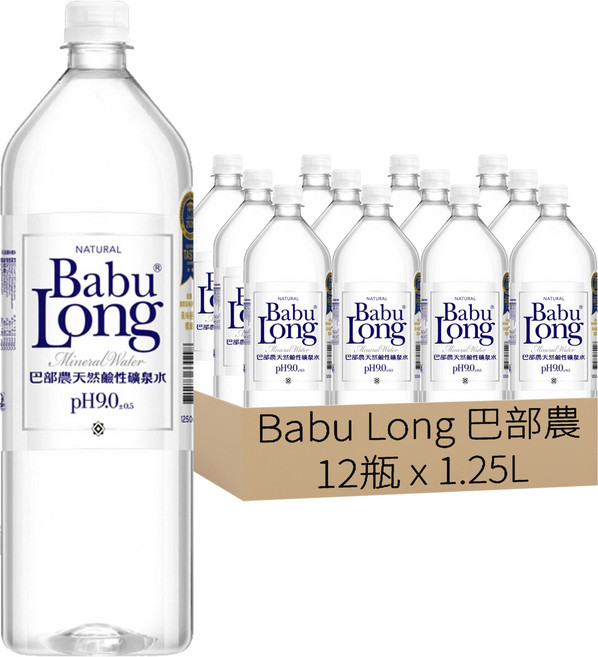 Babu Long 巴部農 天然鹼性礦泉水, 1.25L, 12瓶