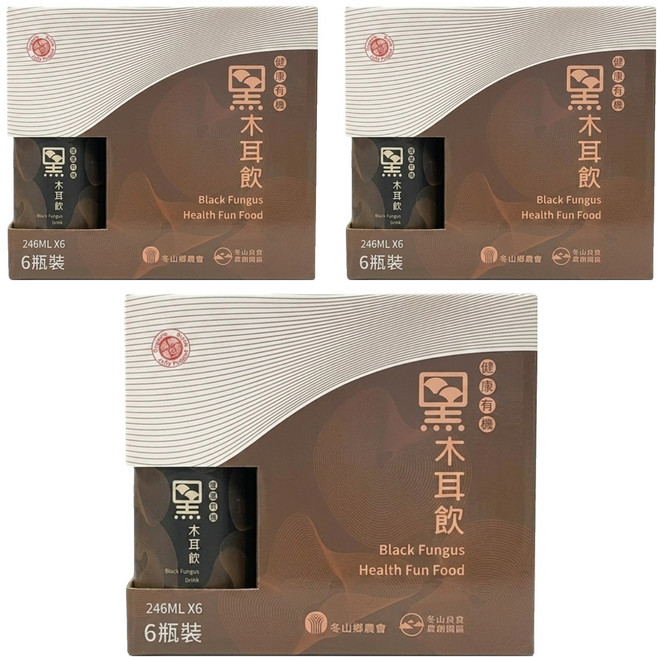 冬山鄉農會 有機黑木耳飲禮盒, 246ml, 18瓶