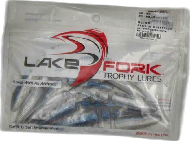 LAKE FORK 4吋 入鹽 加味 高比重 鼠尾魚 仿生餌 逃竄 四節設計 柔軟 耐咬 路亞 軟蟲 針尾, 藍色, 1包