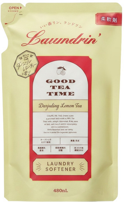 Laundrin' 朗德林 Good Tea Time柔軟精補充包 大吉嶺檸檬茶香, 1包, 480ml