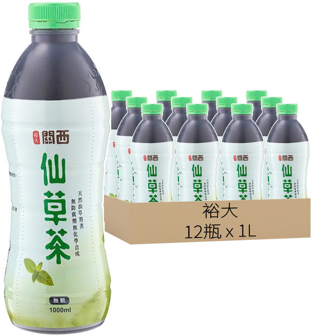 裕大 仙草茶 無糖, 1L, 12瓶