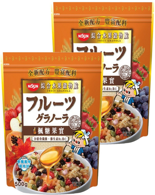 NISSIN 日清 綜合水果穀物脆 楓糖果實, 500g, 2包