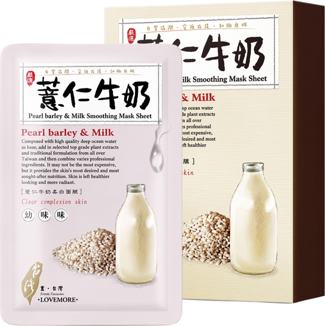 豐台灣 薏仁牛奶蠶絲面膜, 5片, 1盒