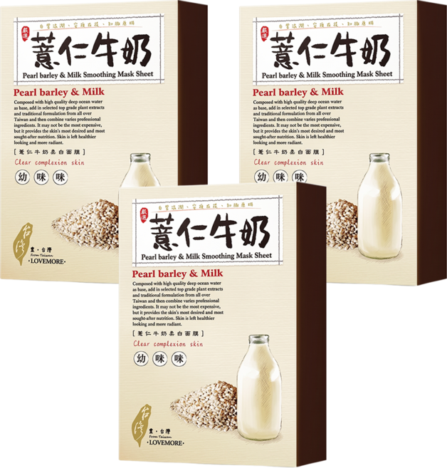 豐台灣 薏仁牛奶蠶絲面膜, 5片, 3盒