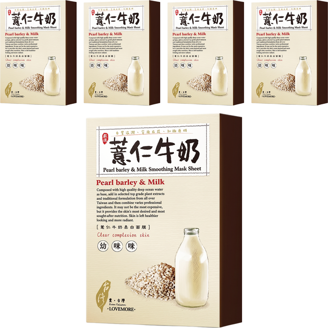 豐台灣 薏仁牛奶蠶絲面膜, 5片, 5盒