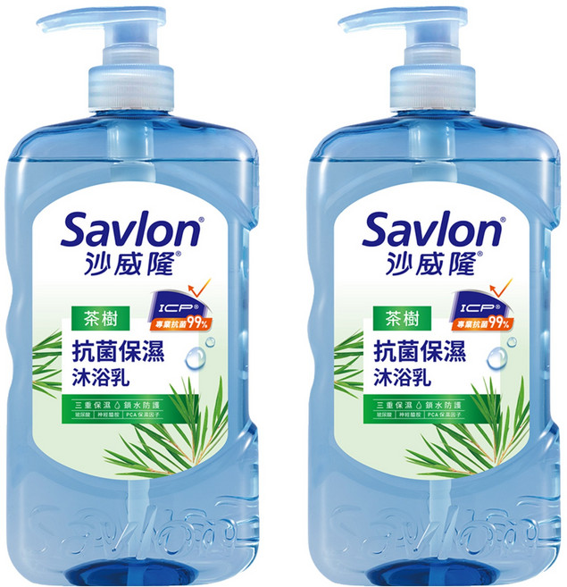 Savlon 沙威隆 台灣公司貨 抗菌保濕沐浴乳 茶樹, 850g, 2瓶