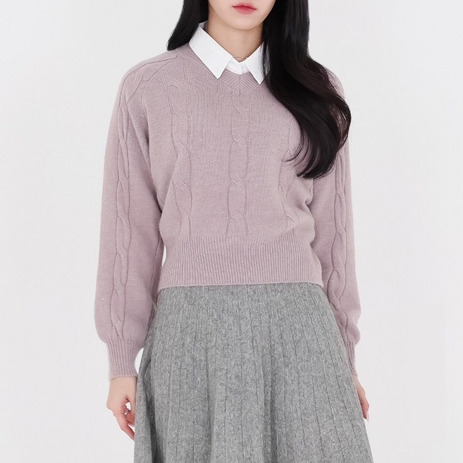 Moirbella 女款Stell麻花V領針織衫 T24FW2-A1253