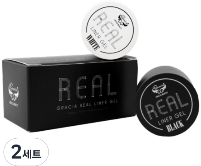 gracia 真實眼線凝膠2件組, 5g, 黑,白, 2個