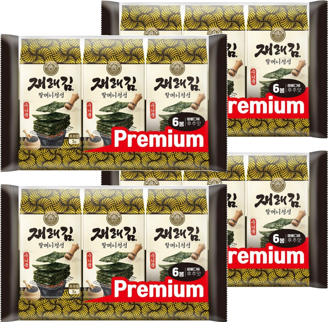 SUNI COOK 順伊奶奶 海苔 胡椒口味 6個裝, 30g, 4套