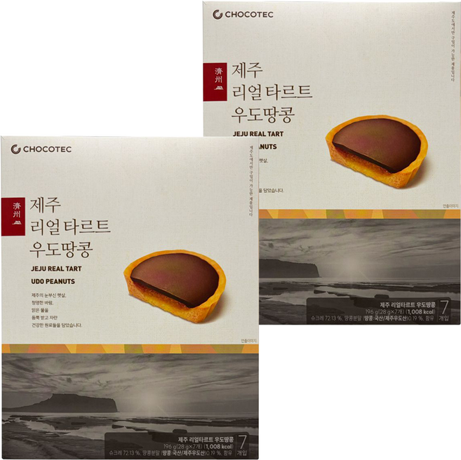 濟州牛島花生巧克力塔 7包入, 2盒, 224g