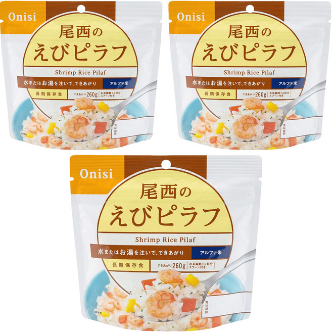 Onisi 尾西 沖泡即食飯 蝦仁風味, 100g, 3包