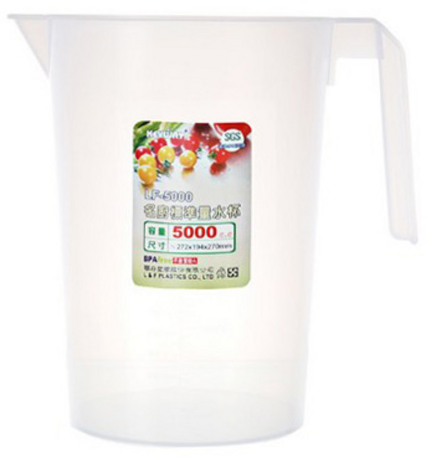 KEYWAY 聯府 日常標準量水杯, 霧面透明, 5L, 1個