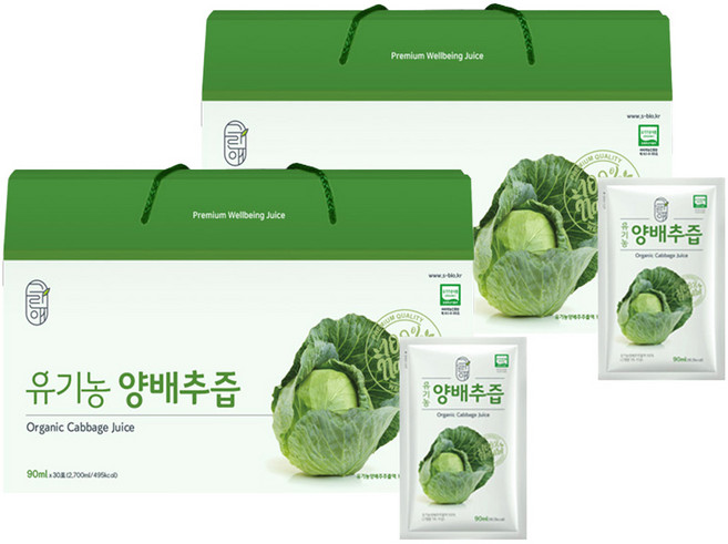 Geurinae 高麗菜汁 30包入, 2.7L, 2盒